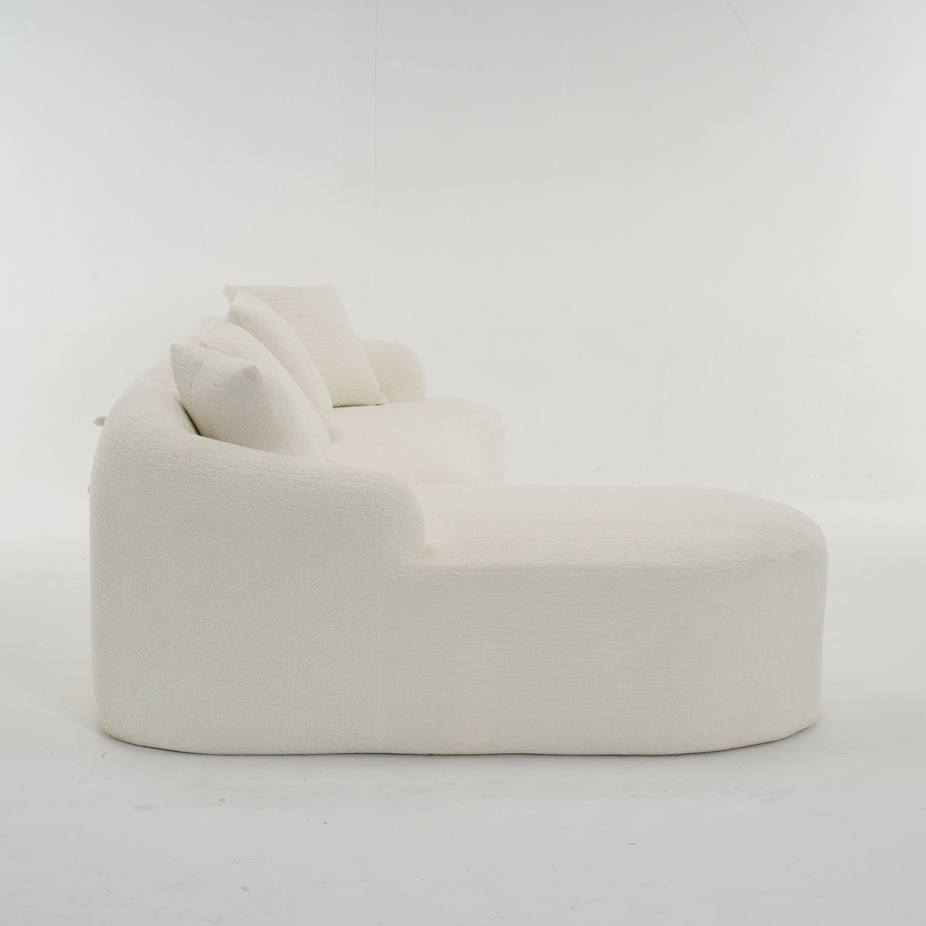 Boneless L-Shape Sectional Sofa with Curved Chaise,White Modular Chenille Compression Couch,30D High-Density Foam,Minimalist Modular Couches Sleeper for Living Room Bedroom Apartment Lounge. - Grand Goldman Shop