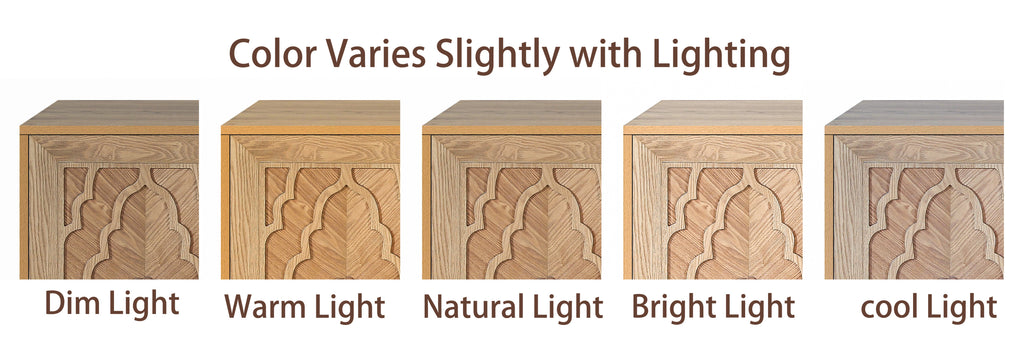 Carved Flower Door Large Storage Cabinet With Metal Handle Suitable For Living Room, Kitchen, Entryway(NATURAL WOOD) - Grand Goldman Shop