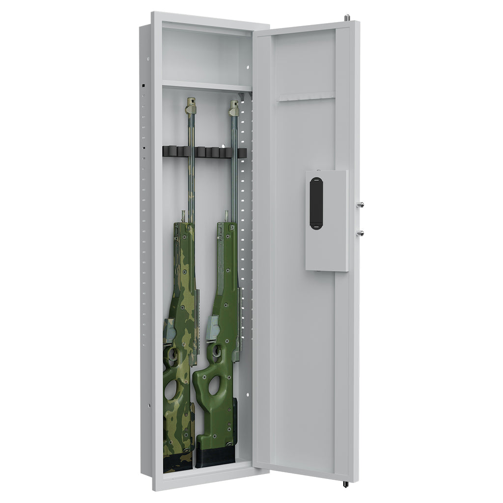 53' Fingerprint Touch Panel In-Wall Safe,Hidden Wall Gun Safe for Rifles with Adjustable Shelves,Assembled Storage Multifunct