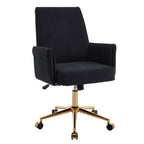 Ergonomic Mid-Back Office Chair with Striped Fabric, Black Corduroy, Gold Base, 25.2 x 24.0 x 41.9 inches - Grand Goldman