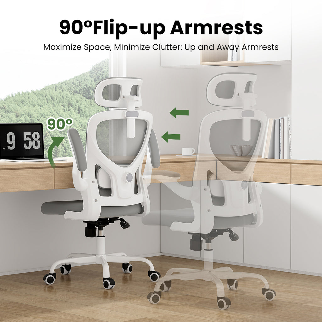Ergonomic Office Chair, Home Office Desk Chair with Headrest, High Back Computer Chair with Armrests and Adjustable Lumbar Su