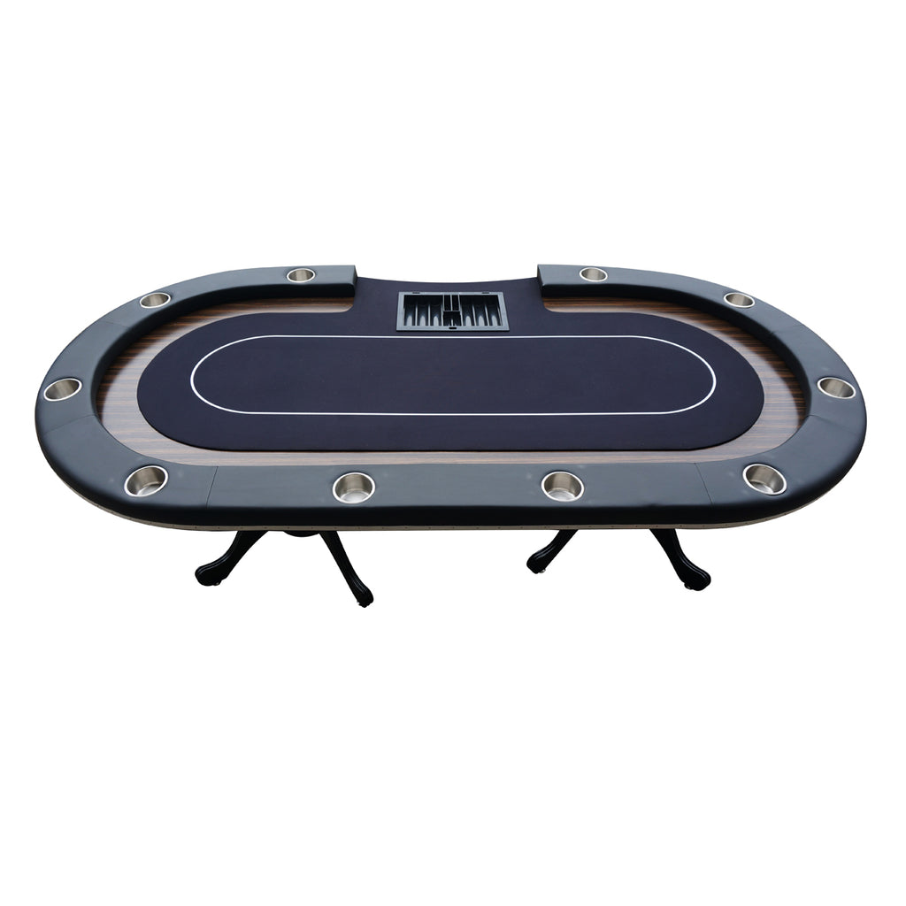 INO Design 96' Poker Table for Casino Texas Holdem Game with Premium Aura Speed Cloth Wooden Texture Racetrack Chips Tray Cup