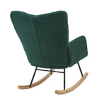 Glider Chair for Living Room Tufted Upholstered Teddy Fabric Rocking Chair with Metal Frame Accent Chair Green - Grand Goldman Shop