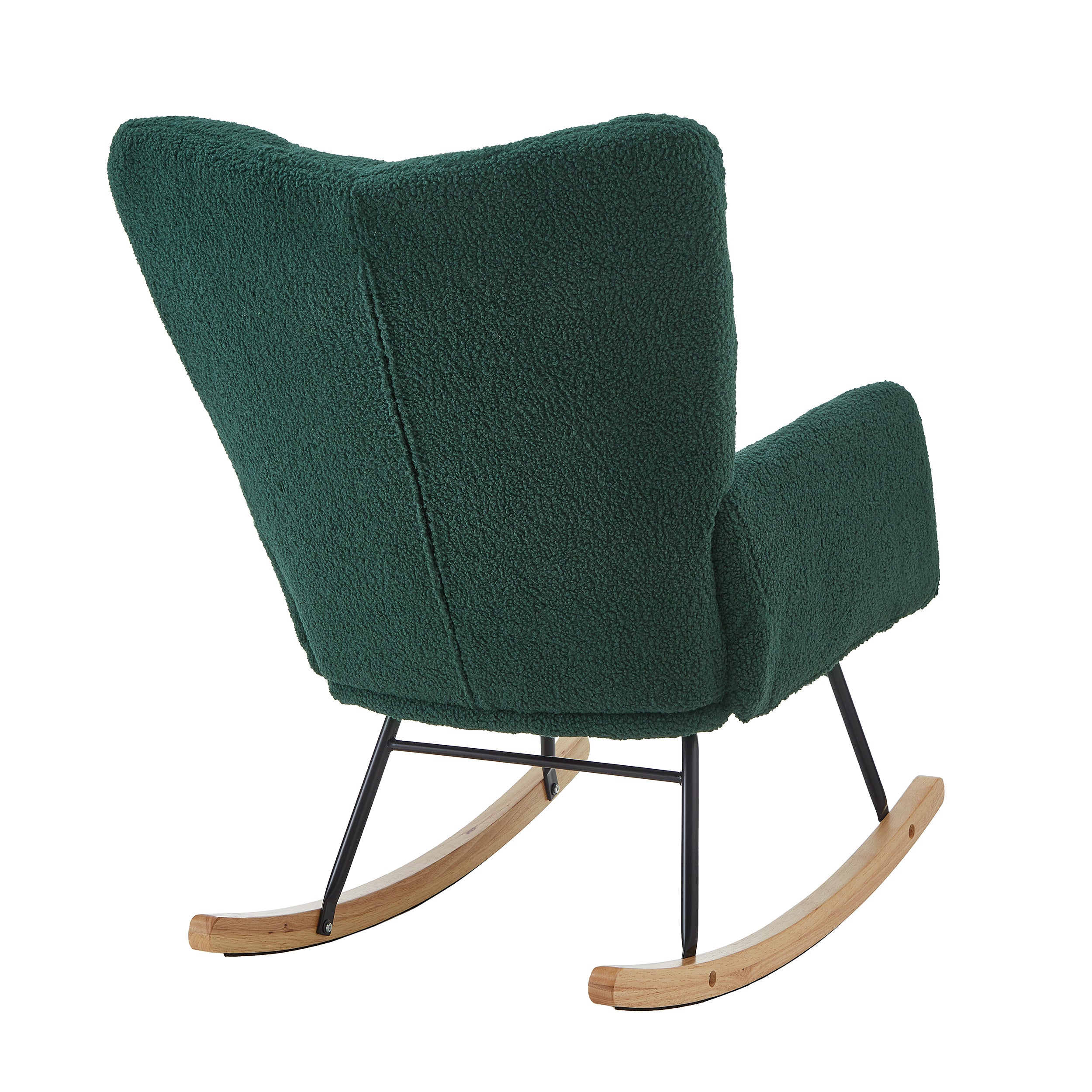 Glider Chair for Living Room Tufted Upholstered Teddy Fabric Rocking Chair with Metal Frame Accent Chair Green - Grand Goldman Shop