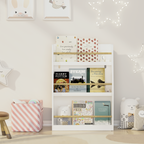 3 Tier Kids Book Shelf,Kids Book Rack, Helps Keep Bedrooms, Playrooms, and Classrooms Organized,White | Premium Home Decor - 