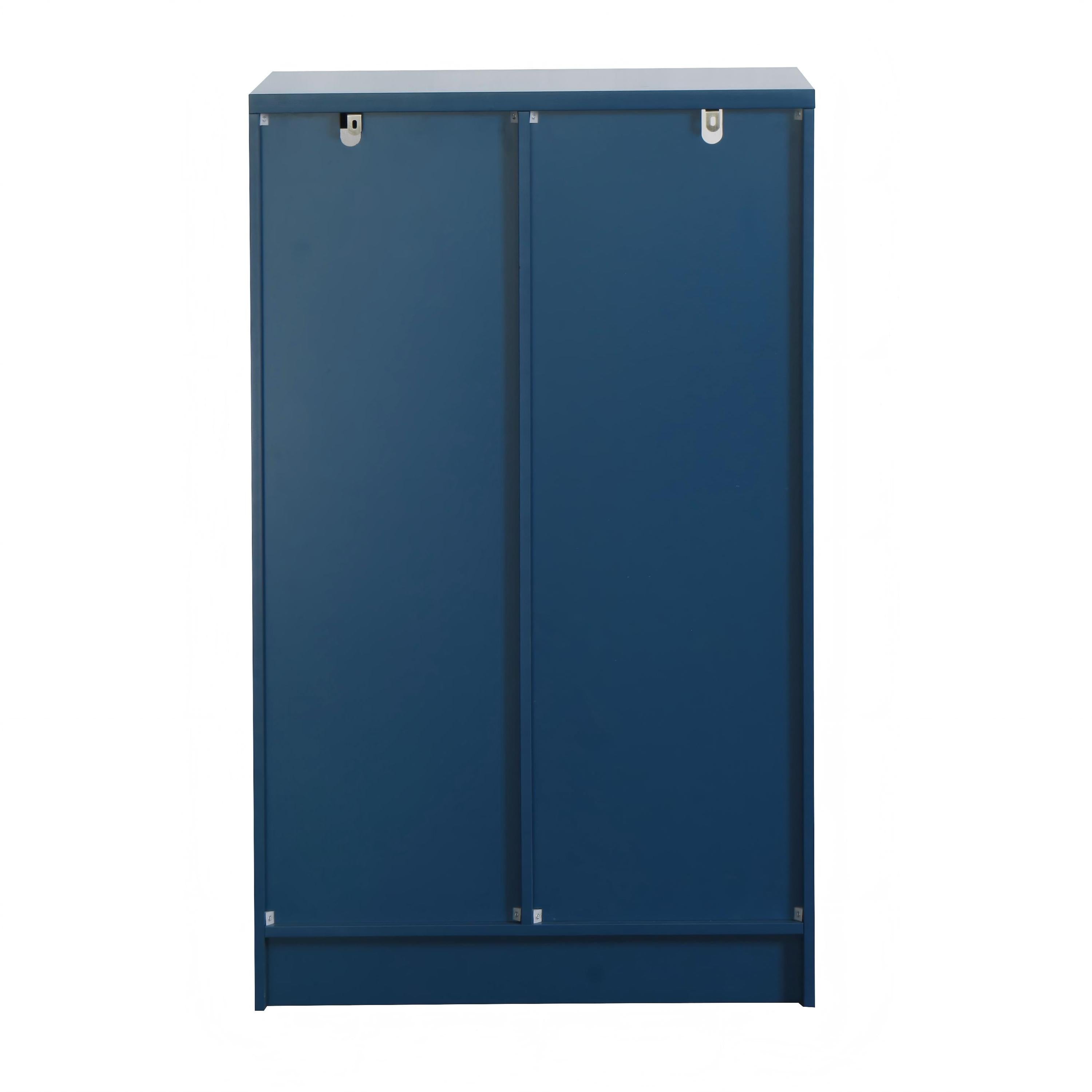 Navy Blue MDF Painted Cabinet with Glass Doors, Drawer, and Open Storage Space for Bedroom and Living Room - Grand Goldman Shop