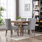 A&A Furniture Ultra Side Dining Chair with Thickened Fabric and Solid Wood Legs, Bronze Nail Head, Set of 2, Gray - Grand Goldman Shop