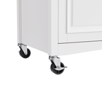K&K 52'' Kitchen Island with Drop Leaf, Embossed Texture Kitchen Island on Wheels with Spice Rack, Towel Rack, 2 Doors and 5 Drawers, Kitchen Storage Cart with Adjustable Shelf for Kitchen, White - Grand Goldman Shop