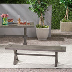 Modern Aluminum Outdoor Dining Bench with X-Base, Dark Gray Finish, 59'W Patio Seating - Grand Goldman Shop