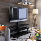 Multi-Function Adjustable TV Stand Black Tempered Glass - Grand Goldman Shop