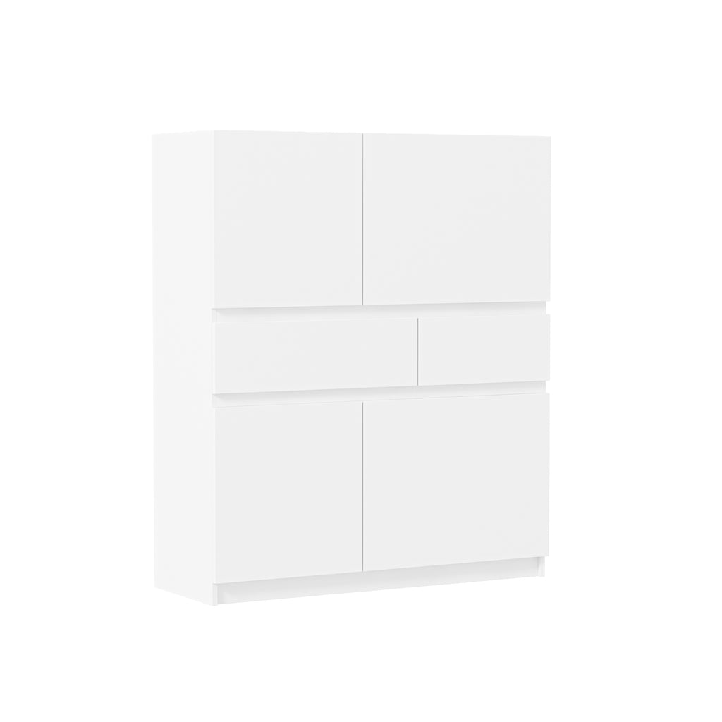 White wooden storage cabinet with 4 doors and 2 drawers - Grand Goldman Shop