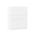White wooden storage cabinet with 4 doors and 2 drawers - Grand Goldman Shop