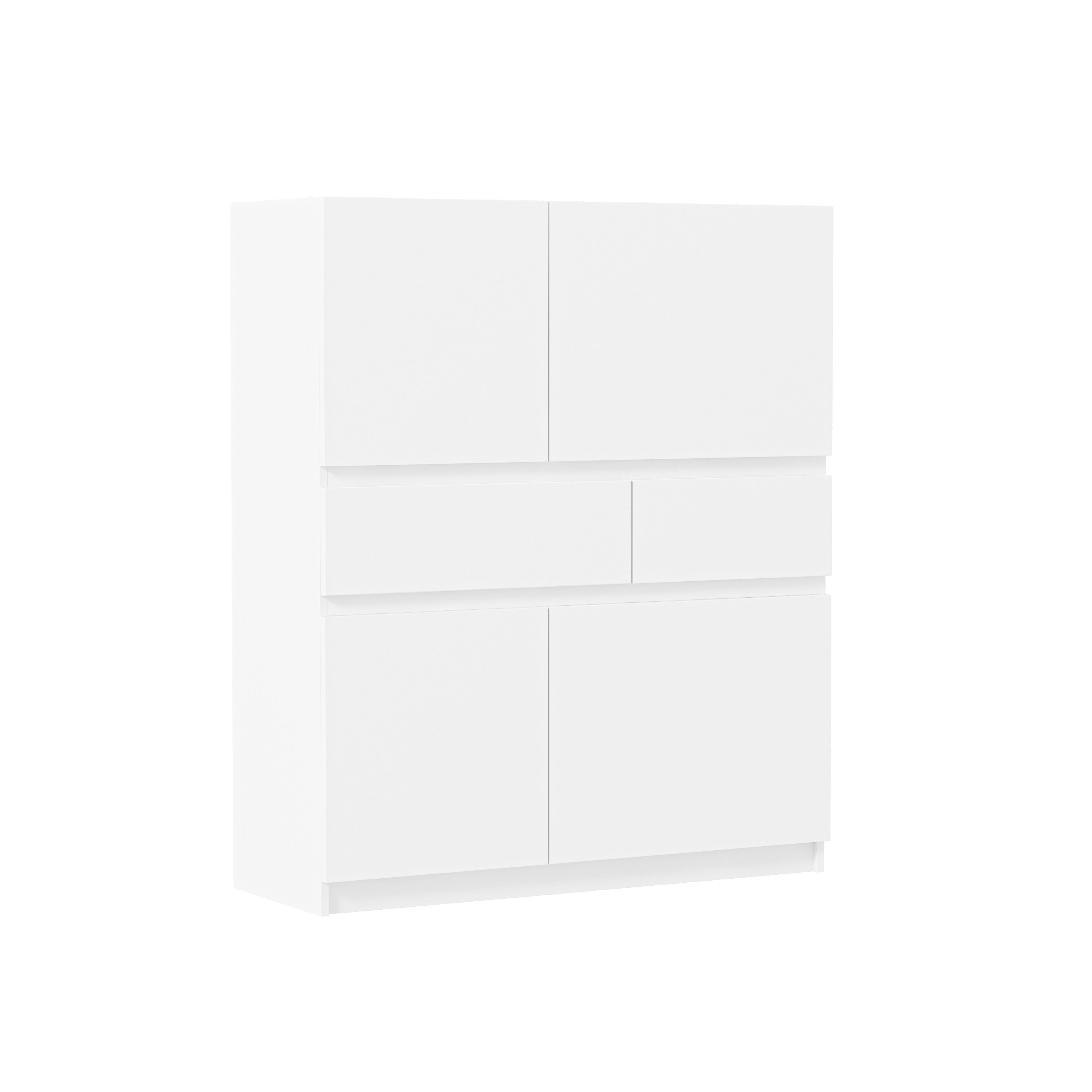 White wooden storage cabinet with 4 doors and 2 drawers - Grand Goldman Shop