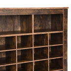 ON-TREND Sleek Design 24 Shoe Cubby Console, Modern Shoe Cabinet with Curved Base, Versatile Sideboard with High-quality for Hallway, Bedroom, Living Room, Rustic Brown - Grand Goldman Shop