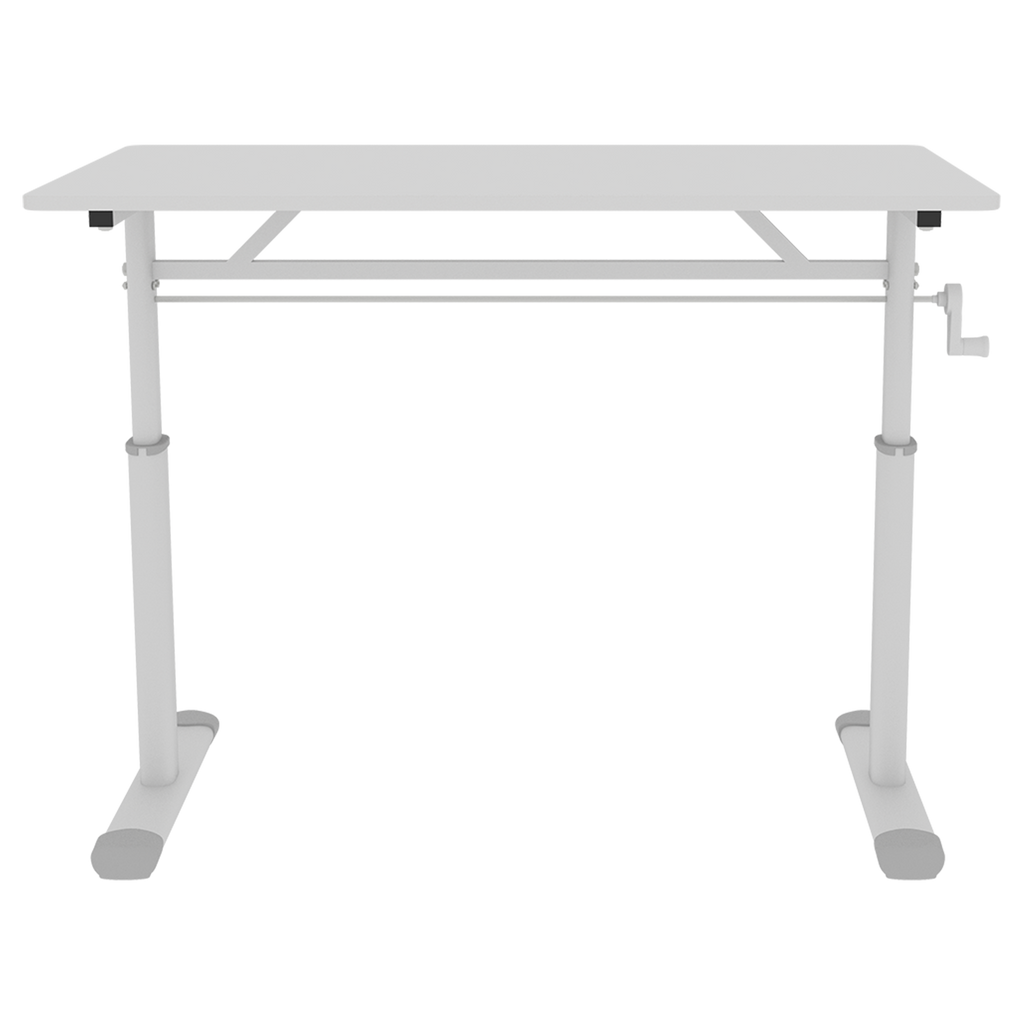 Adjustable Study Desk for Kids and Adults, Height-Adjustable Home Office Desk, White Frame with White Wood Tabletop, 60cm x 1