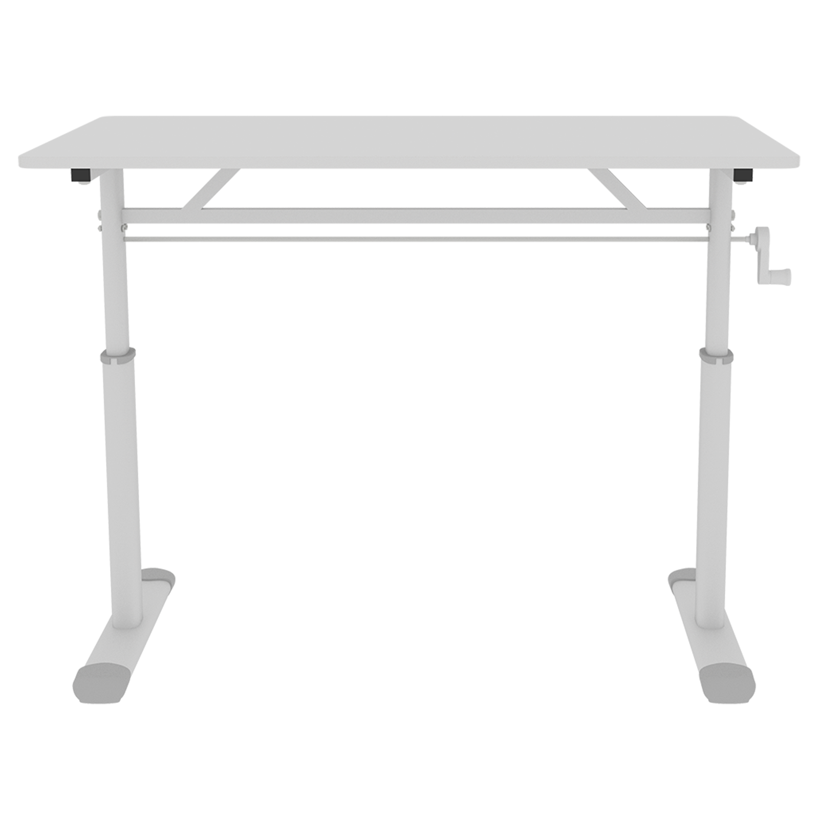Adjustable Study Desk for Kids and Adults, Height-Adjustable Home Office Desk, White Frame with White Wood Tabletop, 60cm x 1