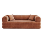 78.8' Compression Sofa,Convertible Floor Sofa Bed-with Pillow Back Support Armrest,Comfy Futon Couch Sleeper Bed,Loveseats Boneless Modular Sectional Sofa,Corduroy fabric,for Living Room,Bedroom,Brown - Grand Goldman Shop