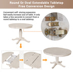 Antique White Modern Dining Table Set for 4 with Round Table and Chairs, Solid Wood & MDF - Grand Goldman Shop