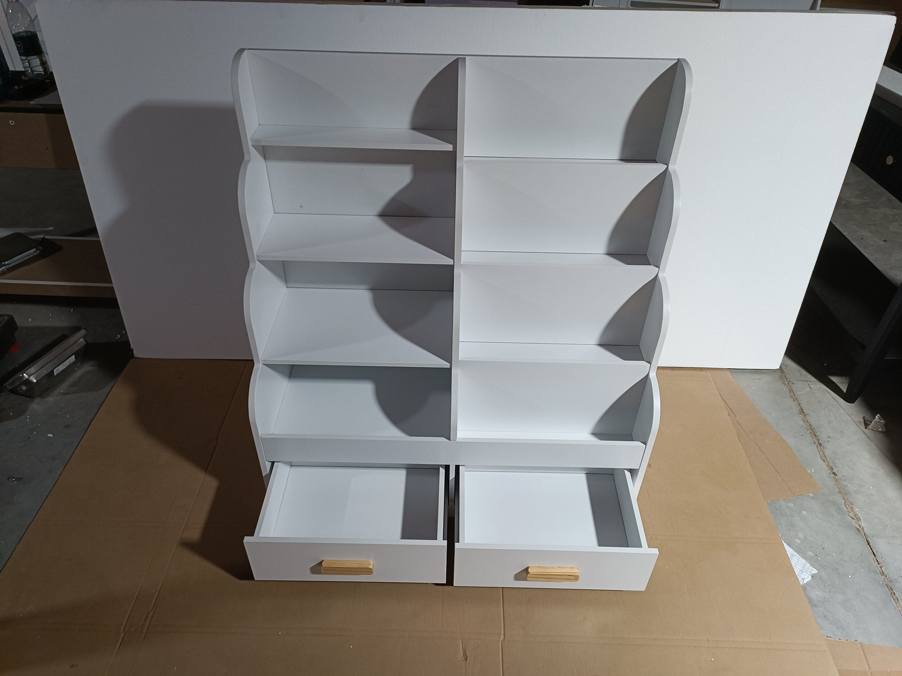 Kids Bookshelf with 2 Storage Drawers, Front-Facing Children's Bookcase and Toy Organizer, Multi-Tier Reading Shelf for Toddl