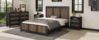 4-Pieces Bedroom Sets, Queen Size Farmhouse Platform Bed with Wooden Strip Stickers Decoration, Storage Nightstand and Dresser with Metal Handle, Black(Old SKU: HL000191AAB) - Grand Goldman Shop