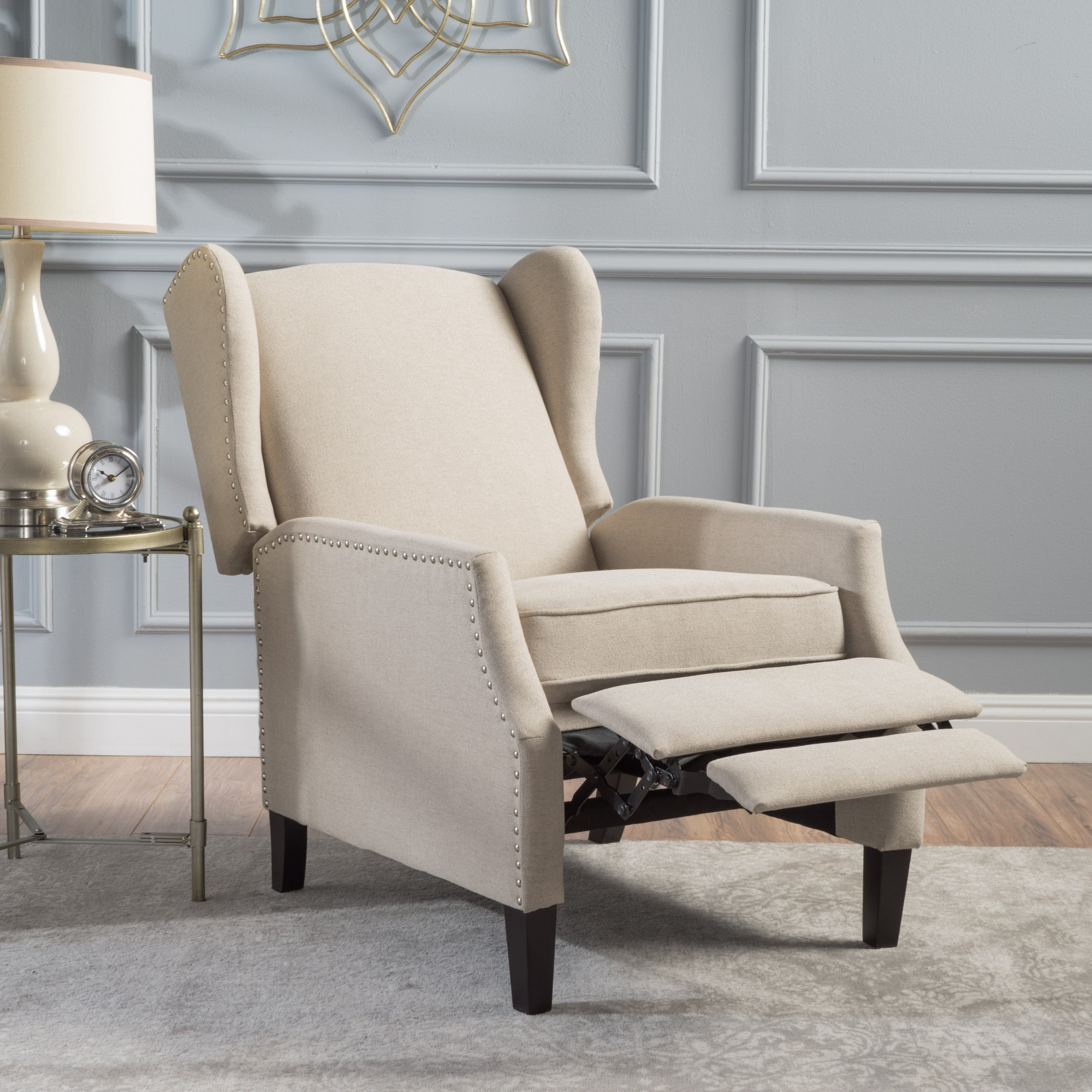 Westeros Wing Back Fabric Upholstered Recliner - Grand Goldman Shop