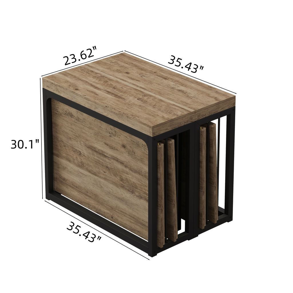 23.62'- 118'Modern Extendable Dining Table,Seats 2-10 People,,Space-Saving Wood Dining Table for Kitchen/Dining Room/Living Room,Perfect for Family Gatherings/Parties(Ancient Wood) - Grand Goldman Shop