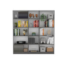 Luetz 3 Piece Home Bookcase set, 67' Wide with 15 Shelves ,  Living Room Set Set  Matt Gray - White | Premium Home Decor - Gr