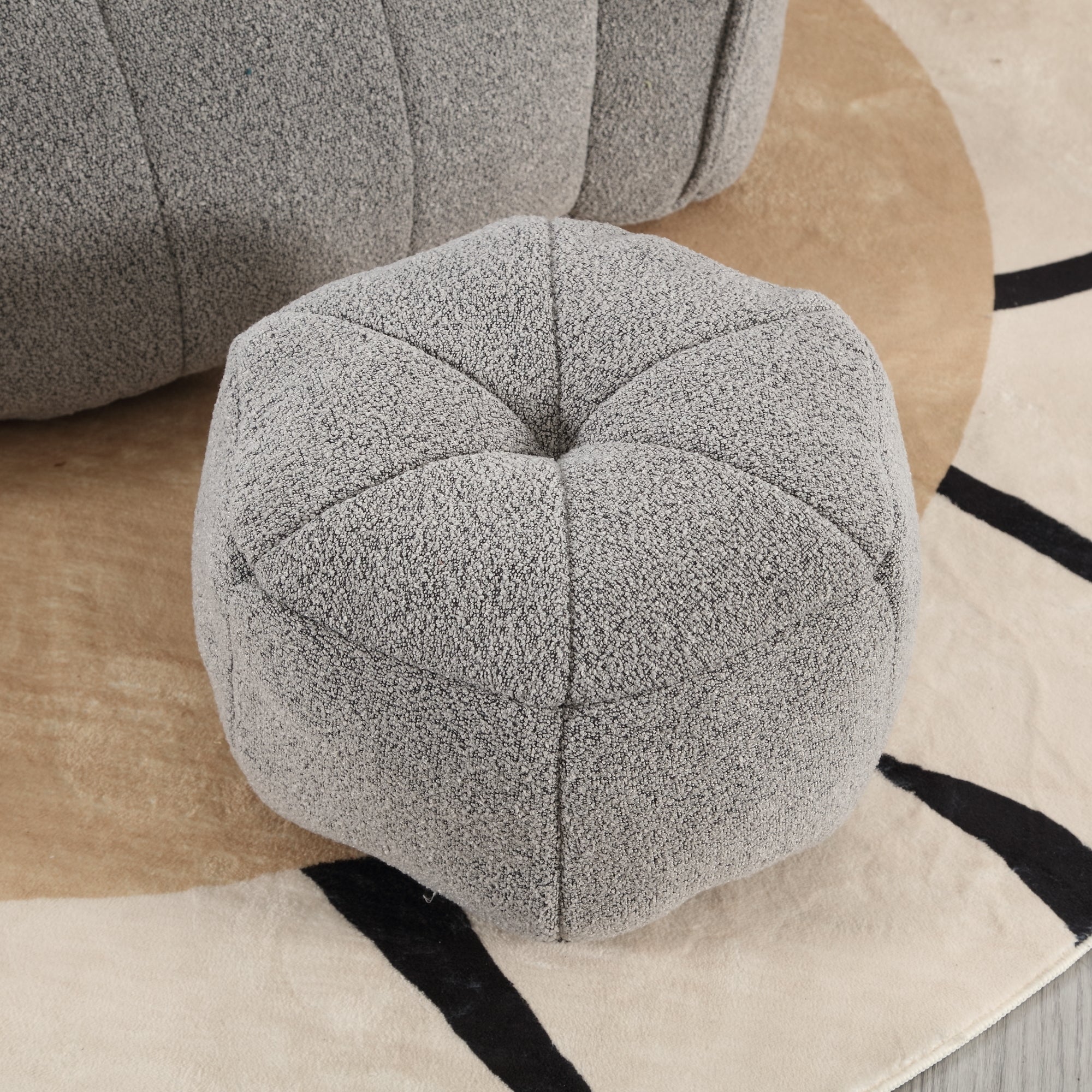 Soft Chenille Bean Bag Chair with High Resilient Foam for Living Room and Bedroom, Comfortable Square Lazy Sofa with Footstool for Adults - Grand Goldman Shop