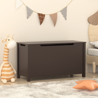 Kids Wooden Toy Box Storage with Safety Hinged Lid for Ages 2+ (Coffee) | Premium Home Decor - Grand Goldman