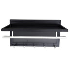 Esyspot Metal Powder Coating Hook Wall Mounted with Shelf Black Chrome Finish 29.53 x 10.34 x 11.81 inches - Grand Goldman Shop