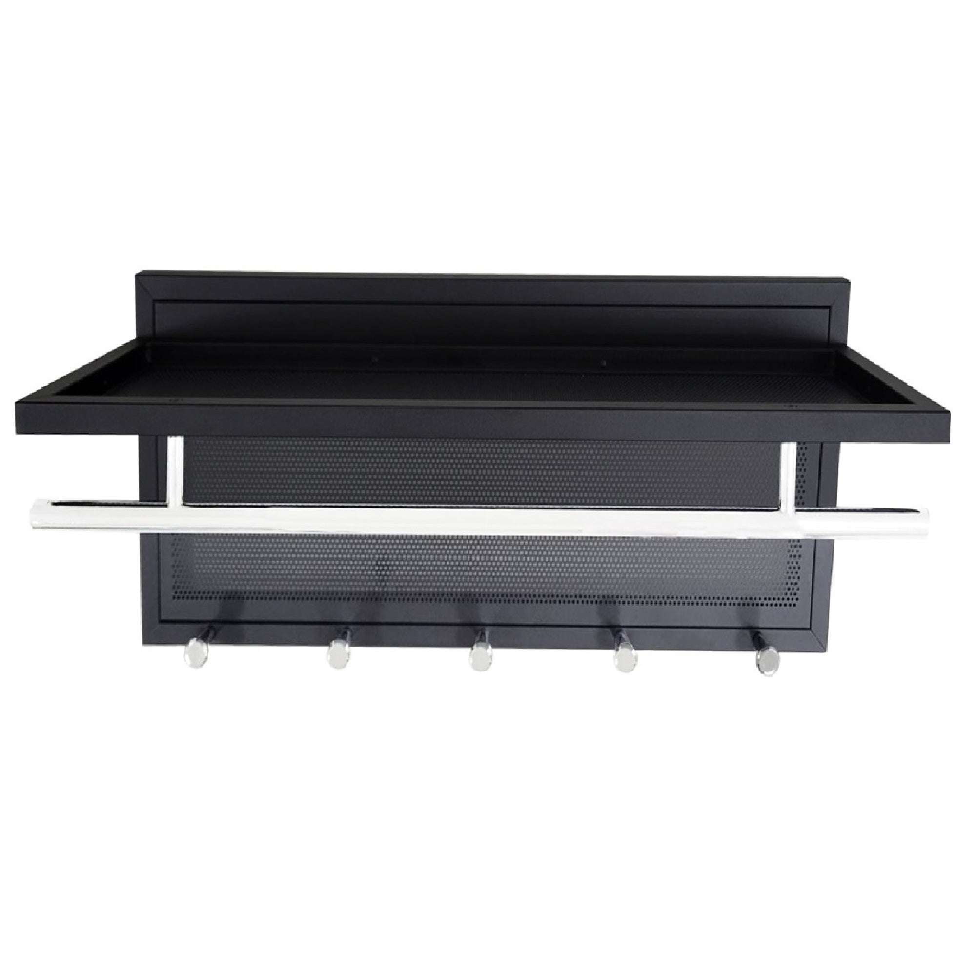 Esyspot Metal Powder Coating Hook Wall Mounted with Shelf Black Chrome Finish 29.53 x 10.34 x 11.81 inches - Grand Goldman Shop