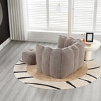 Soft Chenille Bean Bag Chair with High Resilient Foam for Living Room and Bedroom, Comfortable Square Lazy Sofa with Footstool for Adults - Grand Goldman Shop