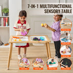 Sensory Table for Toddlers, Kids Activity Table with 3 Foldable Storage Bins & Double-Sided Board, Indoor/Outdoor Play Sand a