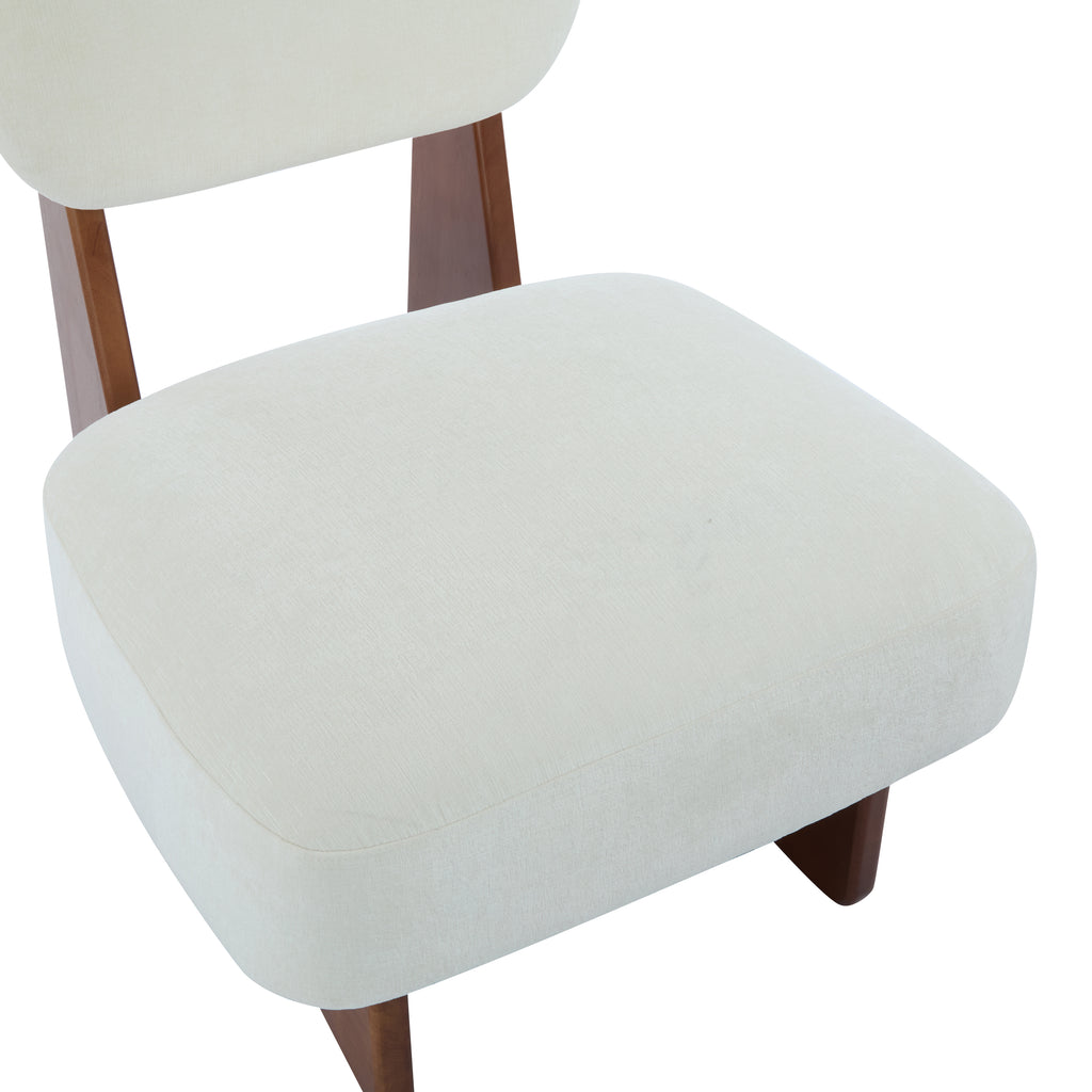 [Set of 2] Modern Beige Lounge Chair with Polyester Upholstery, Sturdy Wood Base With Walnut Finish, Minimalist and Stylish Accent Seating for Living Room, Bedroom, or Office - Grand Goldman Shop