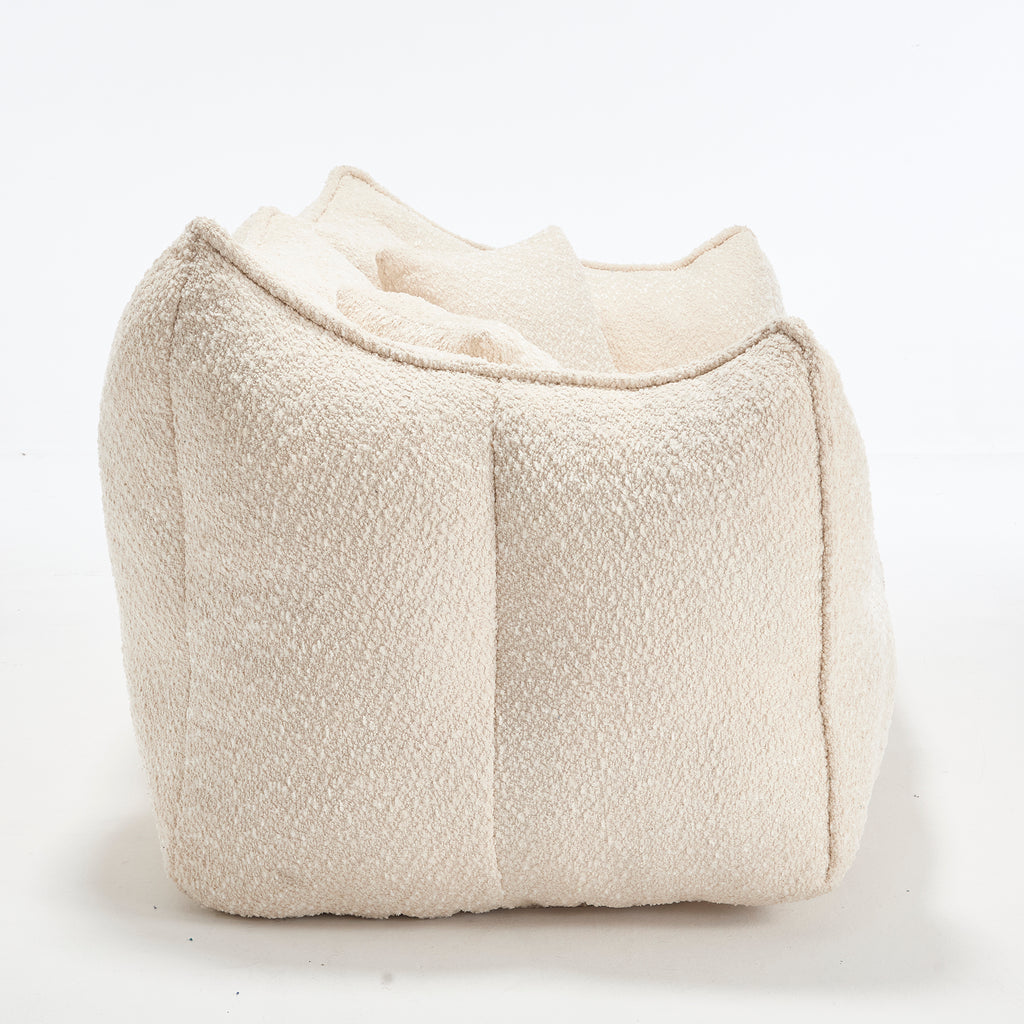 Comfortable Dual Beanbag Chair with High Resilience Foam Core for Two People in Beige Chenille - Grand Goldman Shop