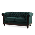 VIVALUX Chesterfield Velvet Loveseat Sofa 2-Person Rolled Arm Upholstered Couch Forest Green 59.44' - Grand Goldman Shop
