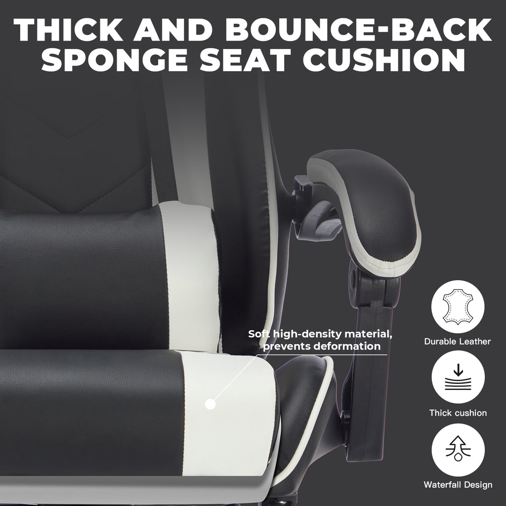 Gaming Chair with Footrest, Ergonomic Computer Chair with Headrest and Lumbar Support, Breathable Material Height Adjustable 