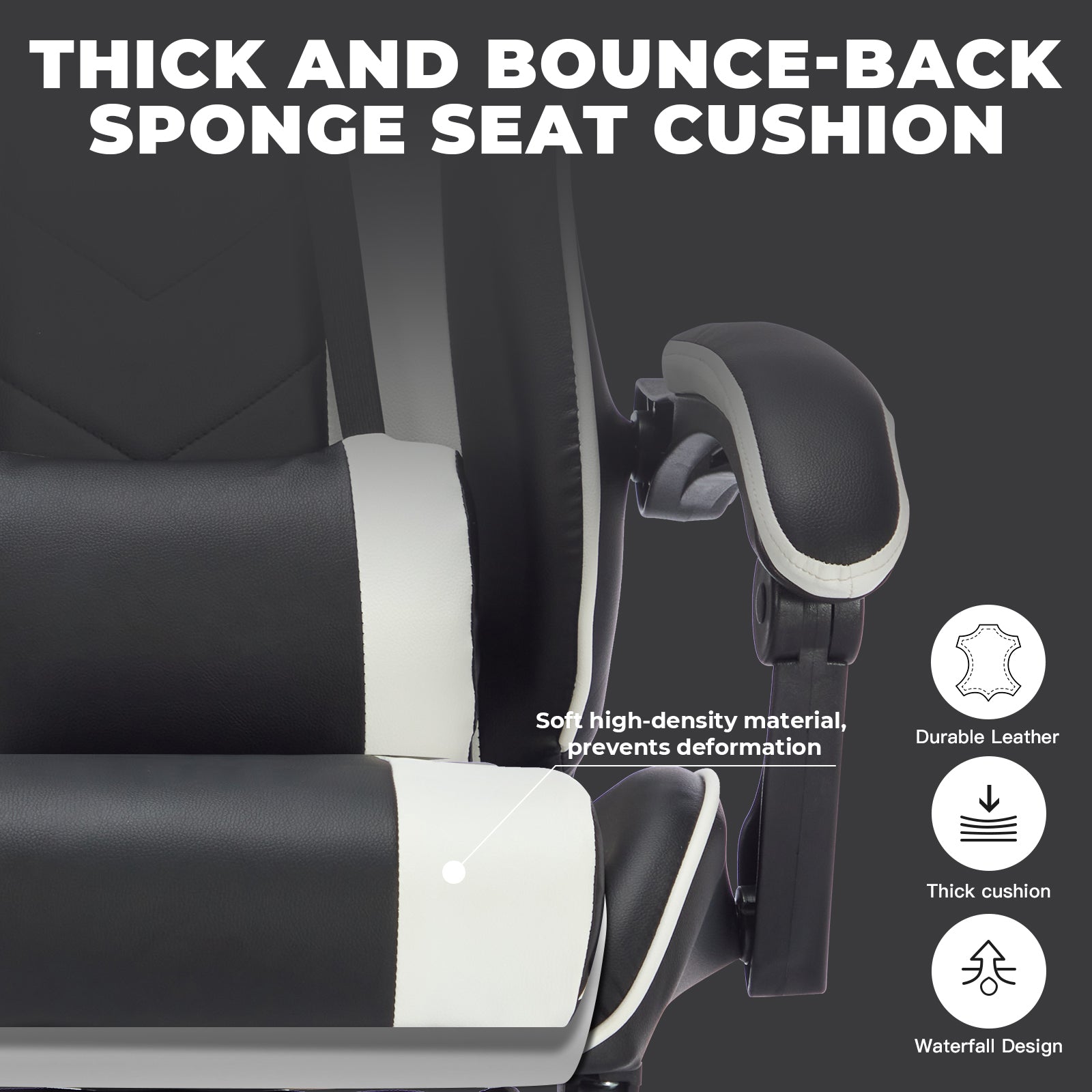 Gaming Chair with Footrest, Ergonomic Computer Chair with Headrest and Lumbar Support, Breathable Material Height Adjustable 