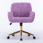 A&A Furniture Home Office Chair Violet Velvet with Golden Metal Base Adjustable Swivel - Grand Goldman