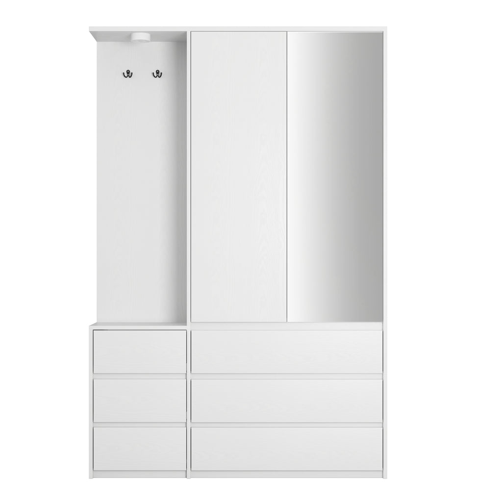Wardrobe Closet 71.7' H, Bedroom Wooden Wardrobe with 2 Doors 6 Drawers, Modern Clothing Storage Cabinet Combination with Storage Shelves and Hanging Rail, White - Grand Goldman Shop