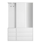Wardrobe Closet 71.7' H, Bedroom Wooden Wardrobe with 2 Doors 6 Drawers, Modern Clothing Storage Cabinet Combination with Storage Shelves and Hanging Rail, White - Grand Goldman Shop