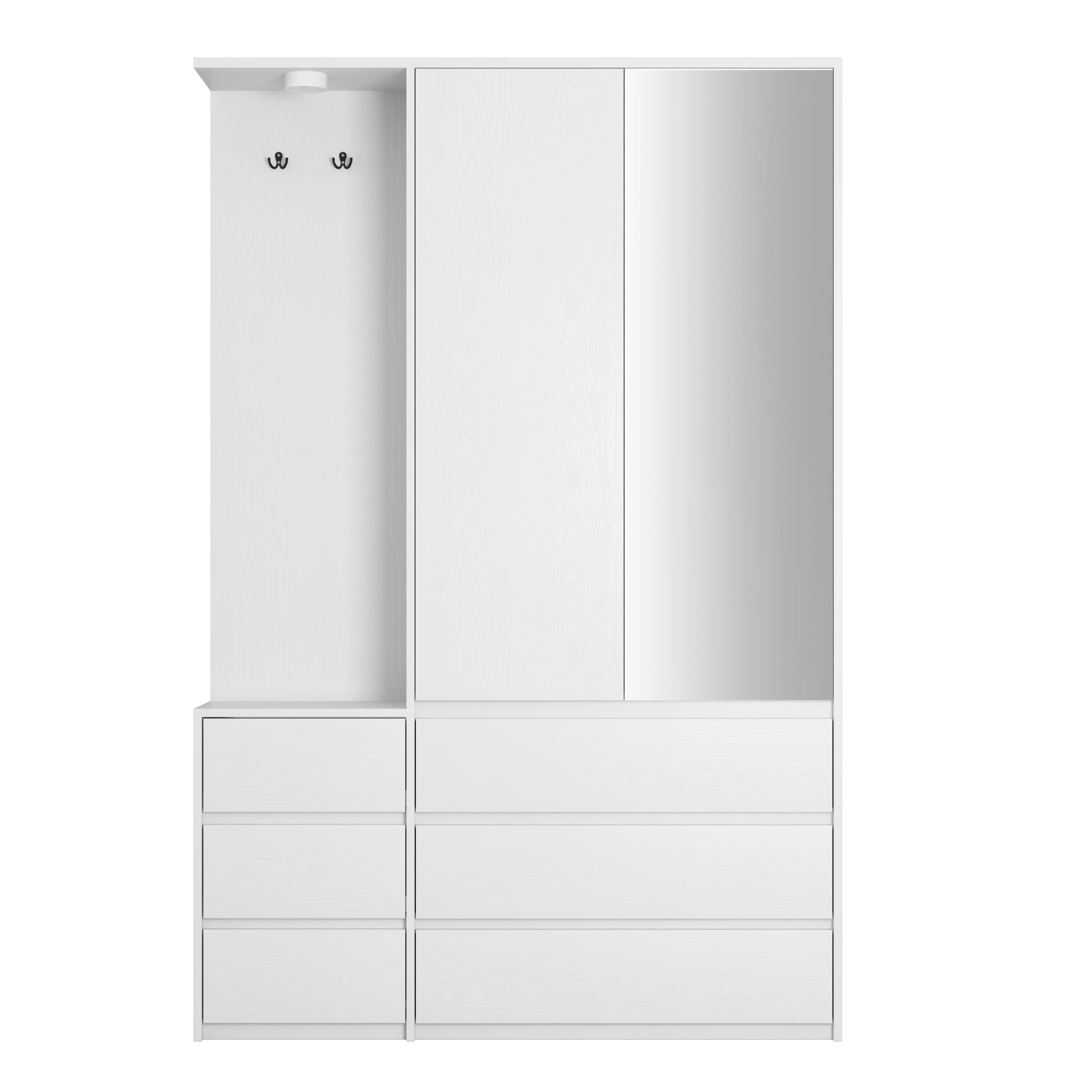 Wardrobe Closet 71.7' H, Bedroom Wooden Wardrobe with 2 Doors 6 Drawers, Modern Clothing Storage Cabinet Combination with Storage Shelves and Hanging Rail, White - Grand Goldman Shop