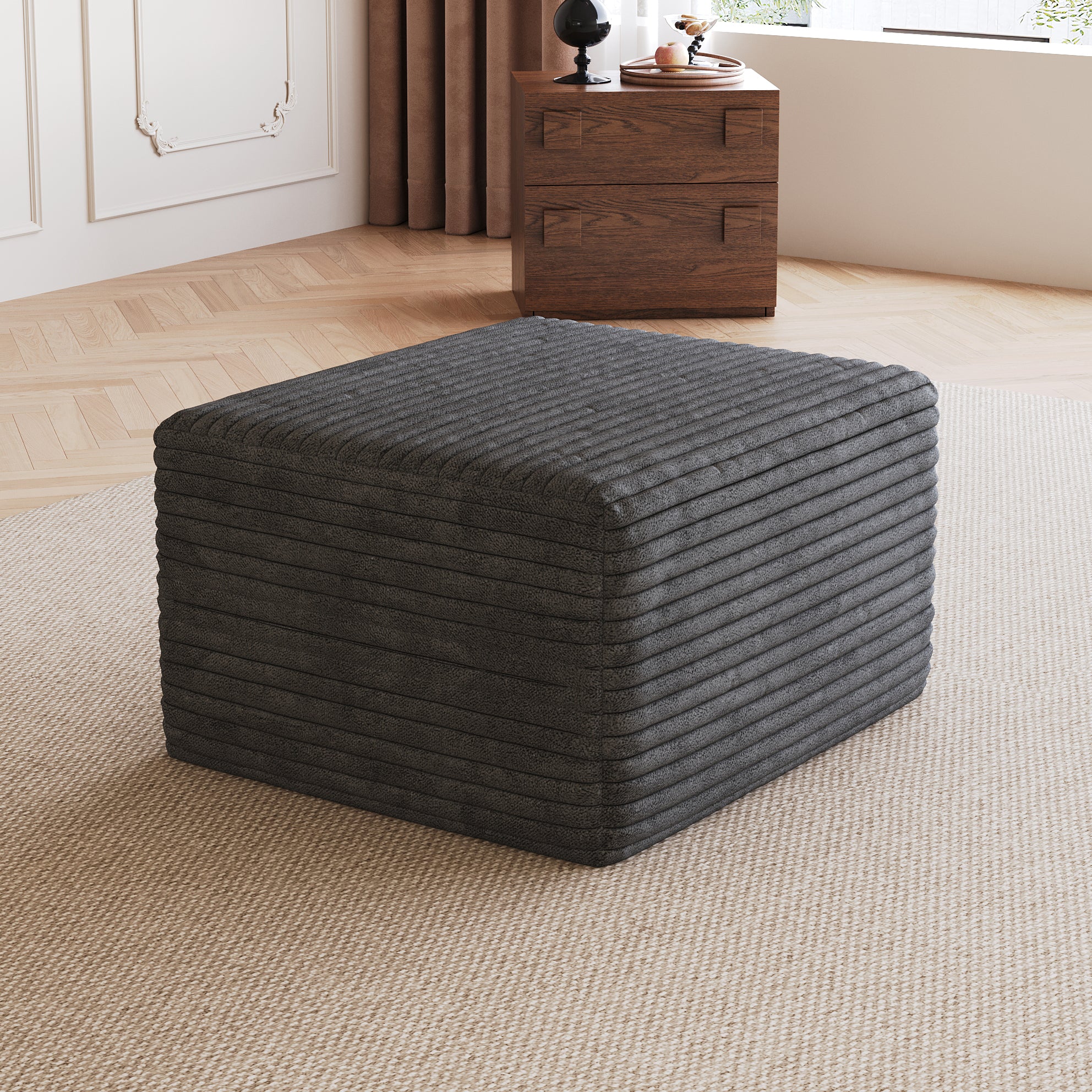 Sofa ottoman ,No Assembly Required,Dark Grey(Plush Corduroy Fabric) - Grand Goldman Shop