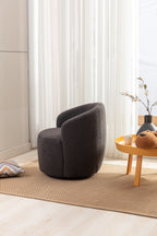 Teddy Fabric Swivel Accent Armchair Barrel Chair With Black Powder Coating Metal Ring,Dark Gray - Grand Goldman Shop