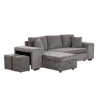 104.5' Modern L-Shape 3 Seat Reversible Sectional Couch, Pull Out Sleeper Sofa with Storage Chaise and 2 Stools for Living Room Furniture Set,Knox Charcoal (old sku:SG000431AAA) - Grand Goldman Shop