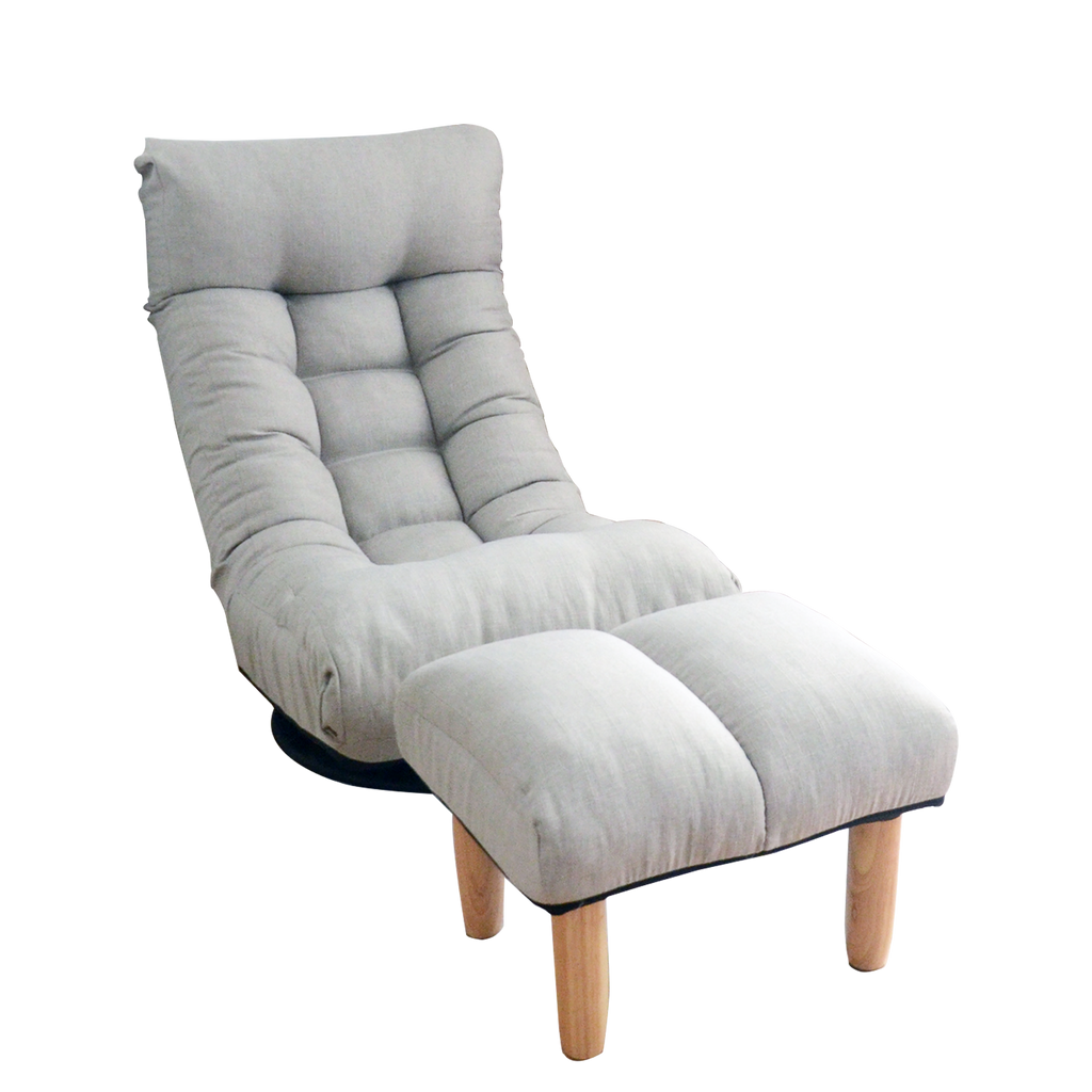 Japanese-Style  Gray with Metal Frame Adjustable Reclining Floor Chair – Tatami Lazy Sofa for Balcony or Bedroom - Grand Goldman Shop