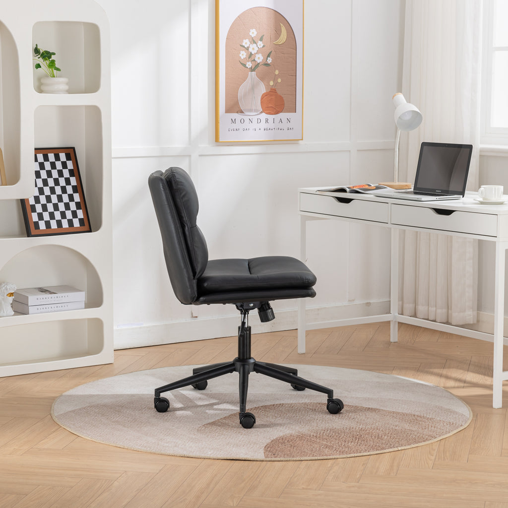 Bizerte Adjustable Swivel Criss-Cross Chair, Wide Seat/ Office Chair /Vanity Chair, Black | Premium Home Decor - Grand Goldma