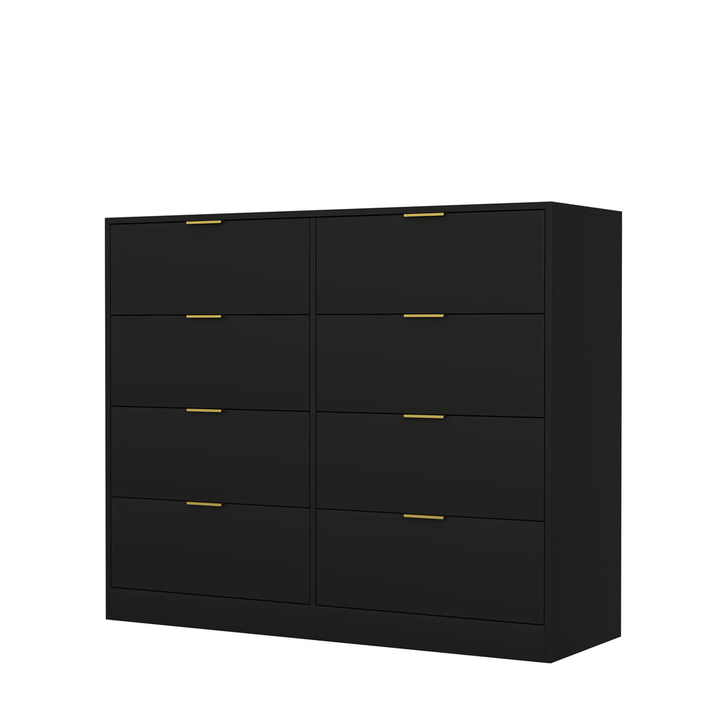 8 Drawers Dresser for Bedroom, Wood Bedroom Dresser Modern Drawer Chest, 8 Chest of Drawer, Tall Dresser for Closet, Dressers Organizer for Living Room, Closet, Hallway Black - Grand Goldman Shop