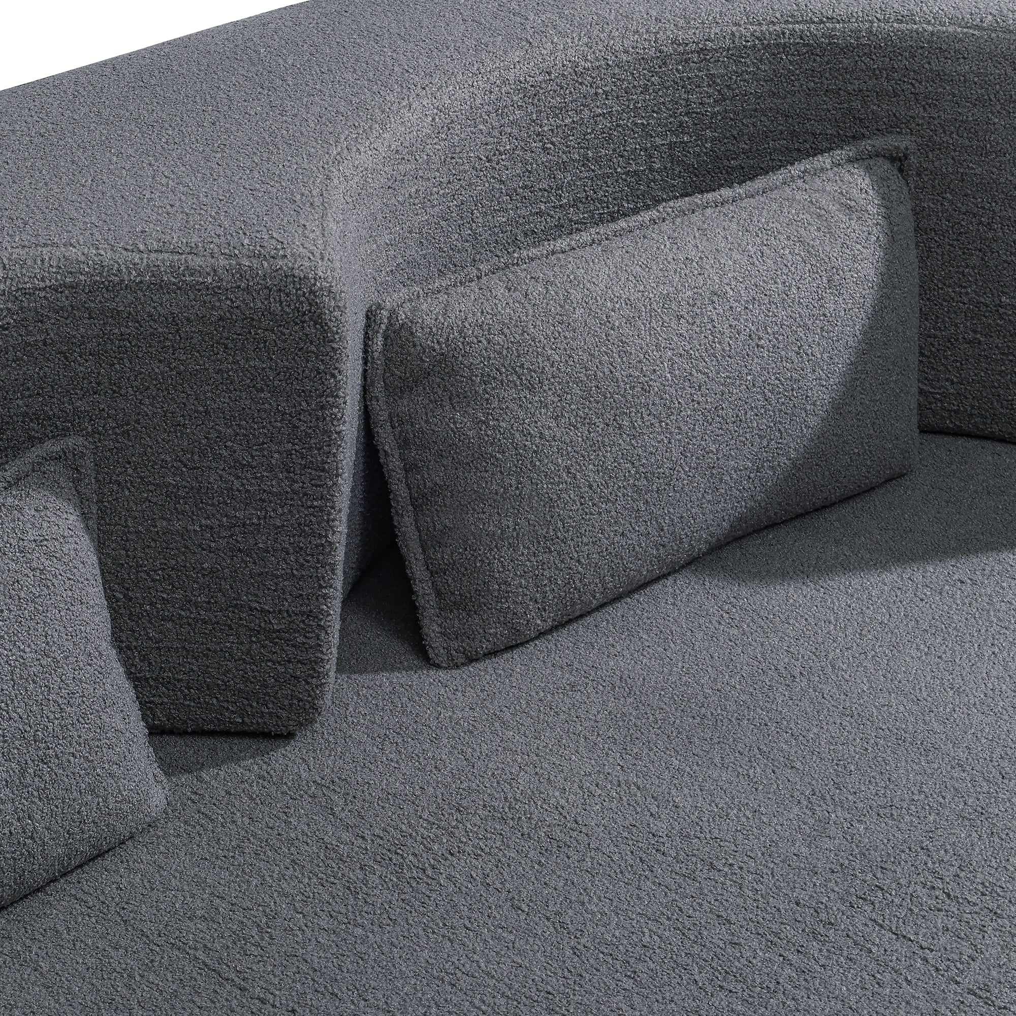 Folding sofa bed, floor sofa, convertible teddy bear fabric foam filled sleeper futon double sofa, suitable for living room, guest, office and apartment (gray) - Grand Goldman Shop
