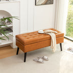 Storage Bench with Storage Bench for Bedroom End of Bed Bench Foot of Bed Bench Entryway Bench Storage Ottoman Bench 43.3' W x 17.7' Brown Leather Bench - Grand Goldman Shop